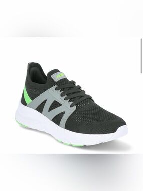 Avia Men's Dark Gray Knit Sneaker with Neon Green Accents Size 12 NWT